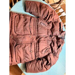 Sports Afield Men’s Puffer Jacket Brown Down Feather Medium Winter Warm Coat